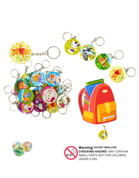 Assorted cartoon keychain bag chains with round button designs for kids


