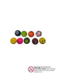 Assorted 3.5cm round spinner ball toys in smiley, sports, and cartoon designs
