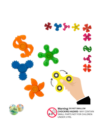 Assorted colorful hand spinners in various shapes packed in capsules


