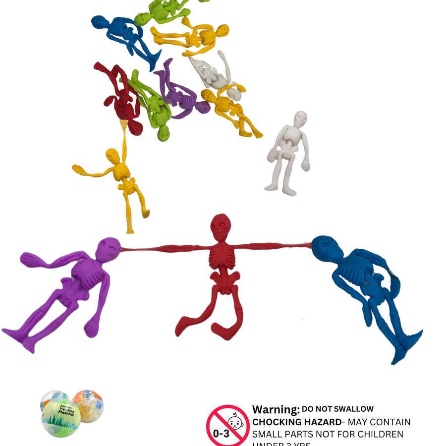 Stretchable rubber skeleton toys in assorted colors