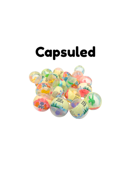 Bracelets packed in plastic capsules with choking hazard warning for children under 3